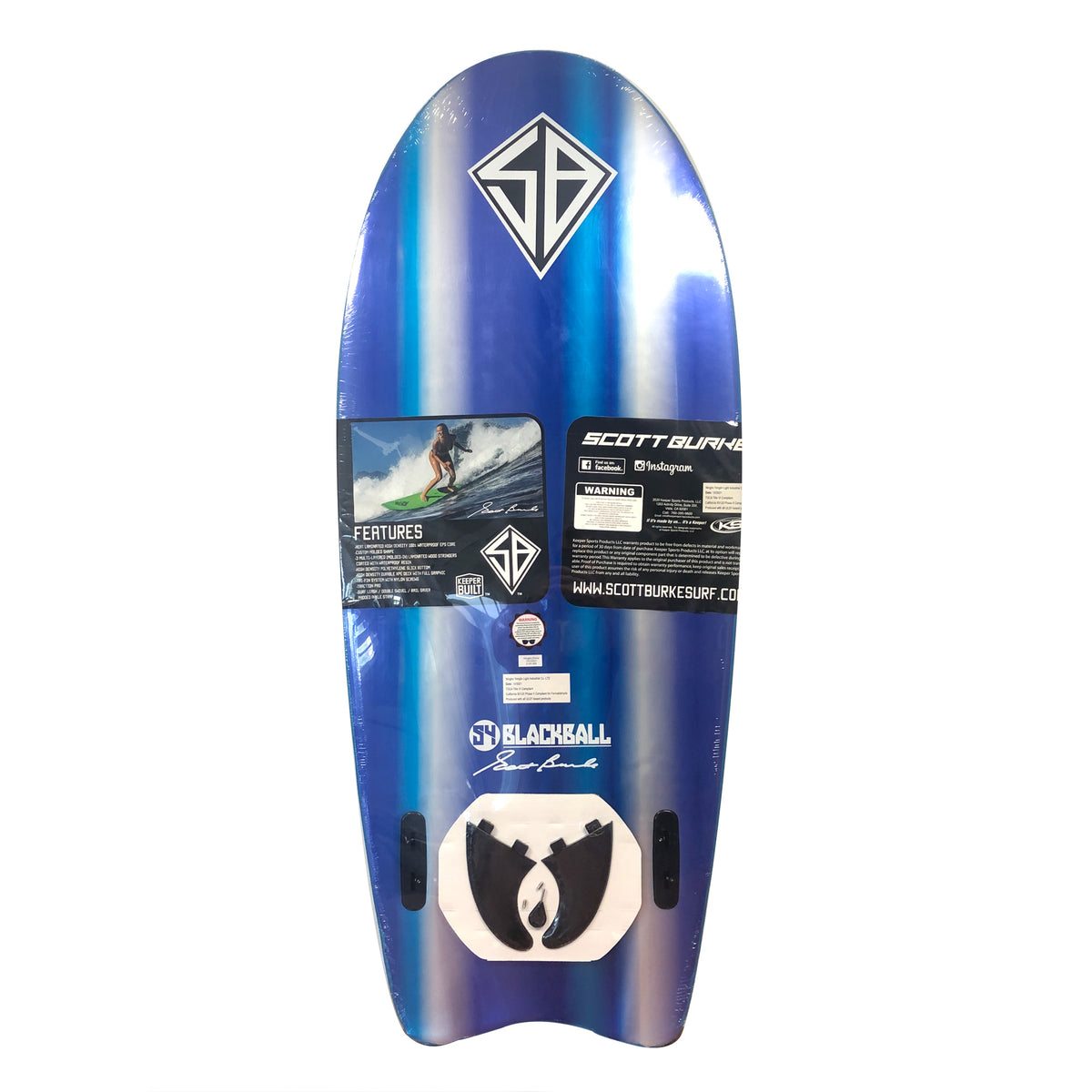 CBC - Planche de surf en mousse - Softboard Black Ball - 54 inch Fish - Blue