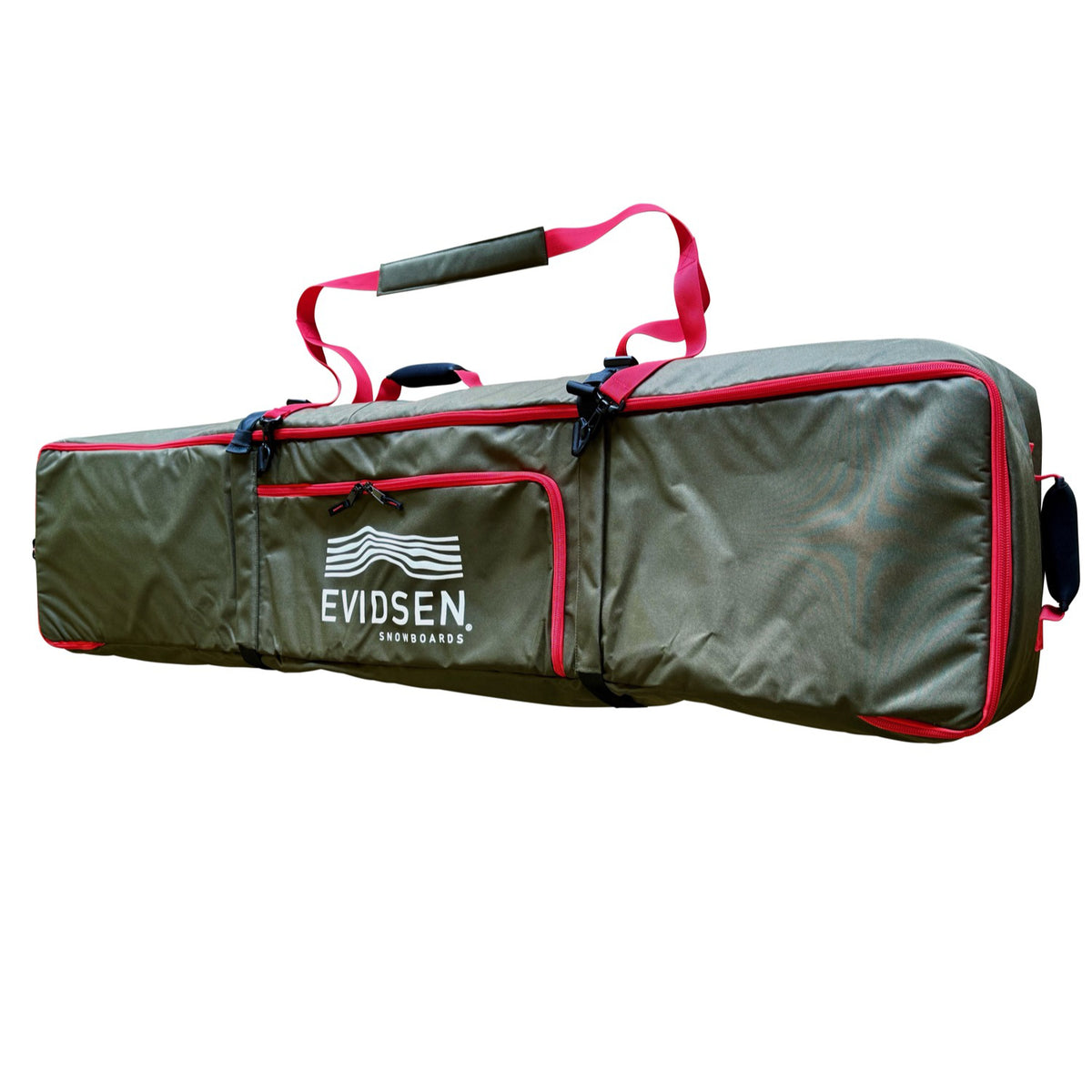 EVIDSEN - TROMSØ Travel Snowboard Bag Wheeled - Khaki / Red LTD