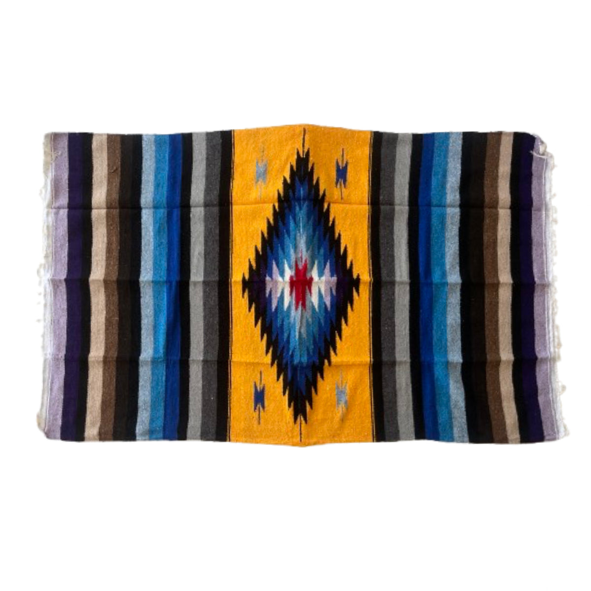 Woodstockshop - Plaid Mexicain à motifs - Yellow/Blue