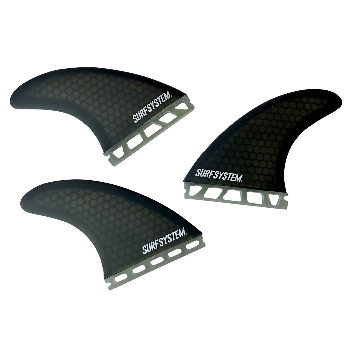 SURF SYSTEM - 3 fins Fiberglass Honeycomb compatibles Futures - Taille M - Smoke