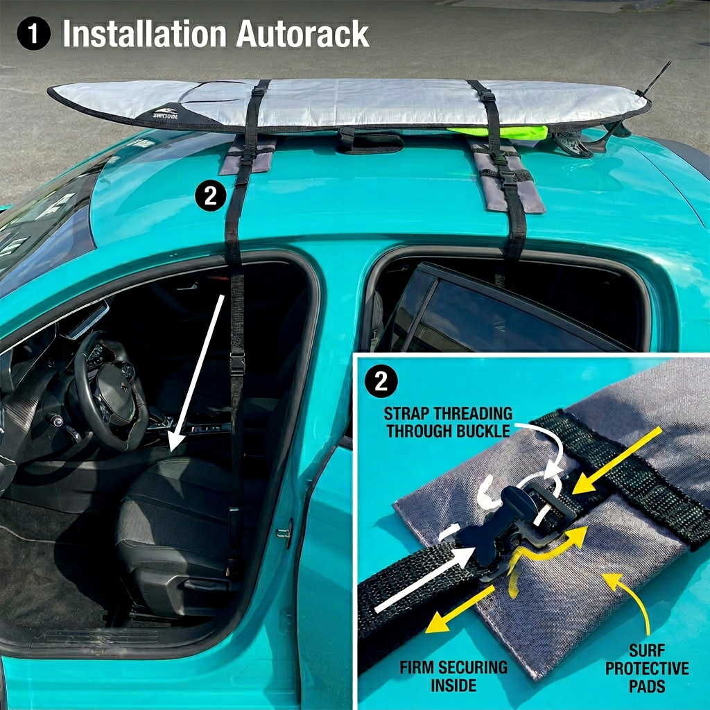 SURF SYSTEM Auto Racks Larges - Galleries de toit mousse (Surf, SUP, Longboard, Kayak)