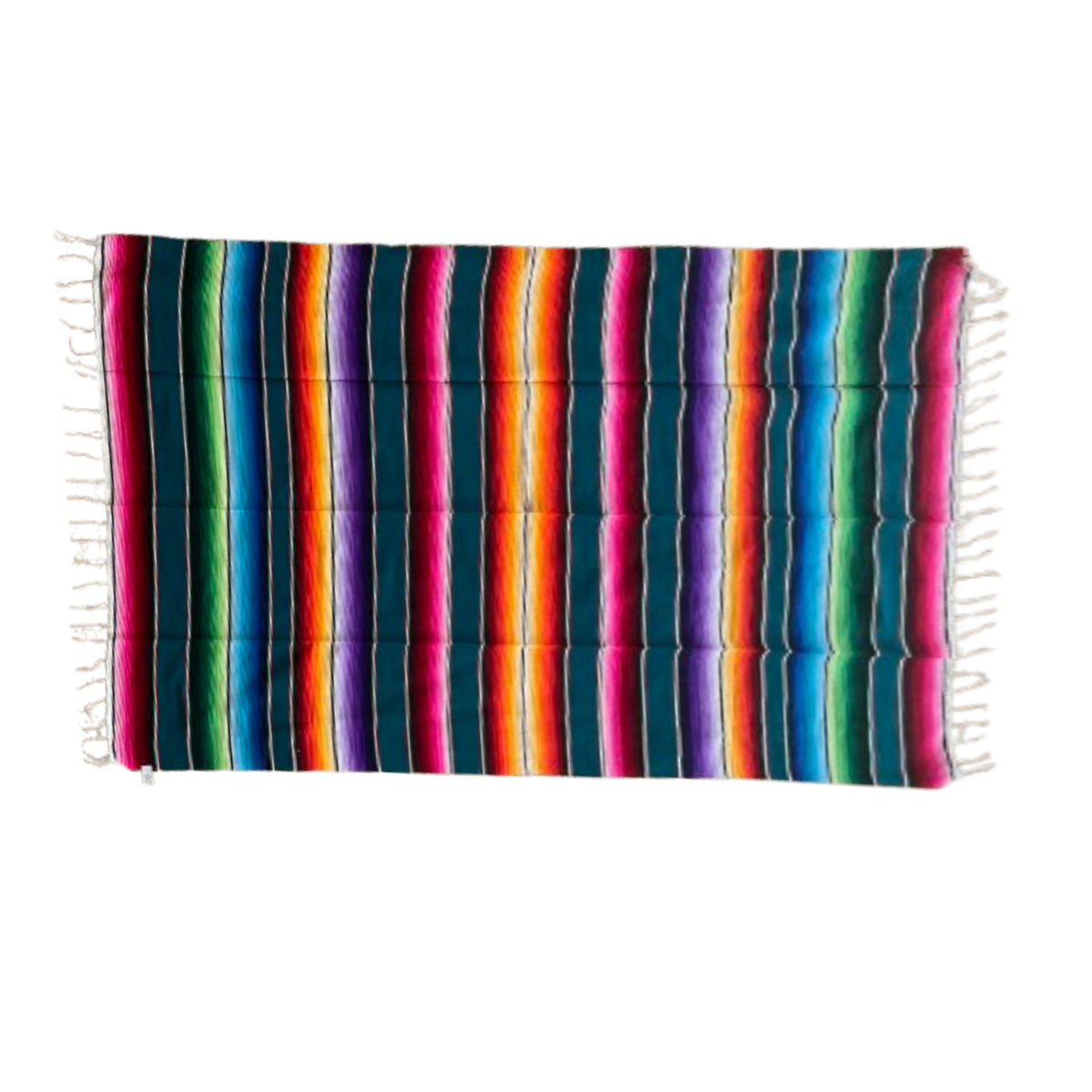 Woodstockshop - Couverture Mexicaine à rayures - Duck / Blue