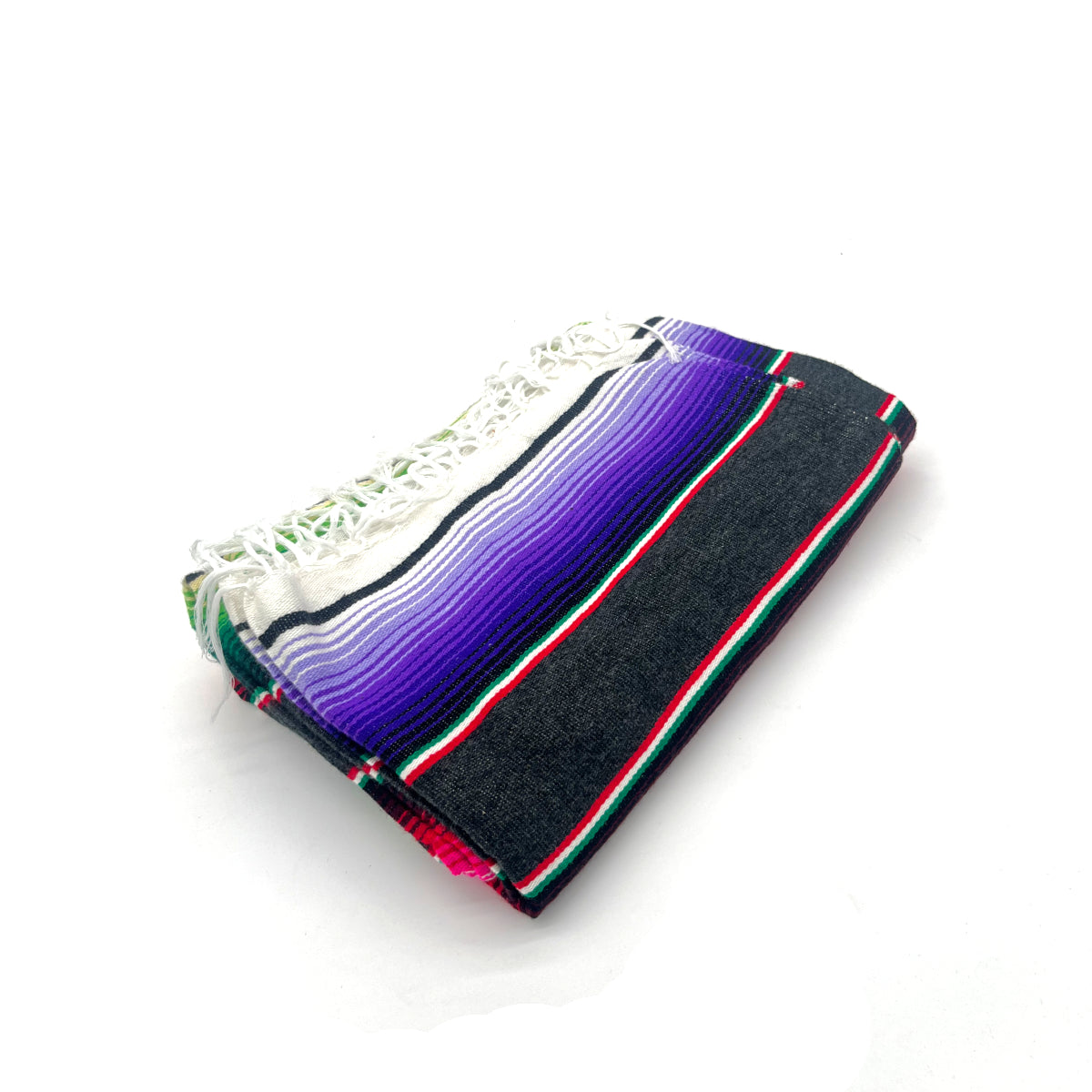 Woodstockshop - Couverture Mexicaine à rayures - Grey / Purple
