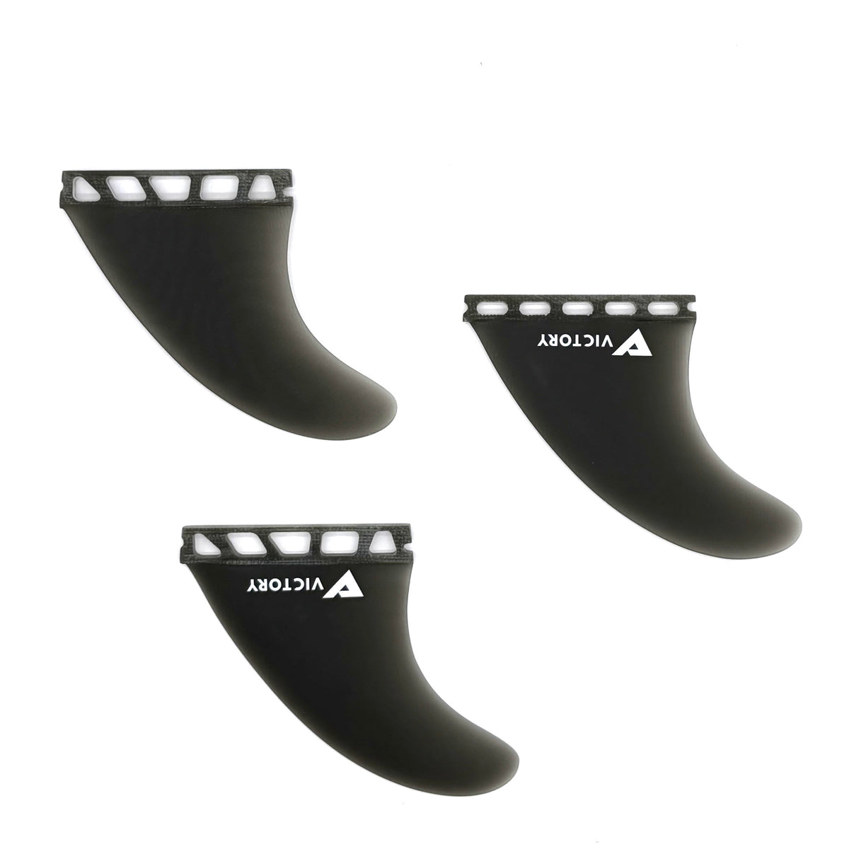 VICTORY - Thruster Fins Set Medium - Fiberglass - Futures Compatible - Black