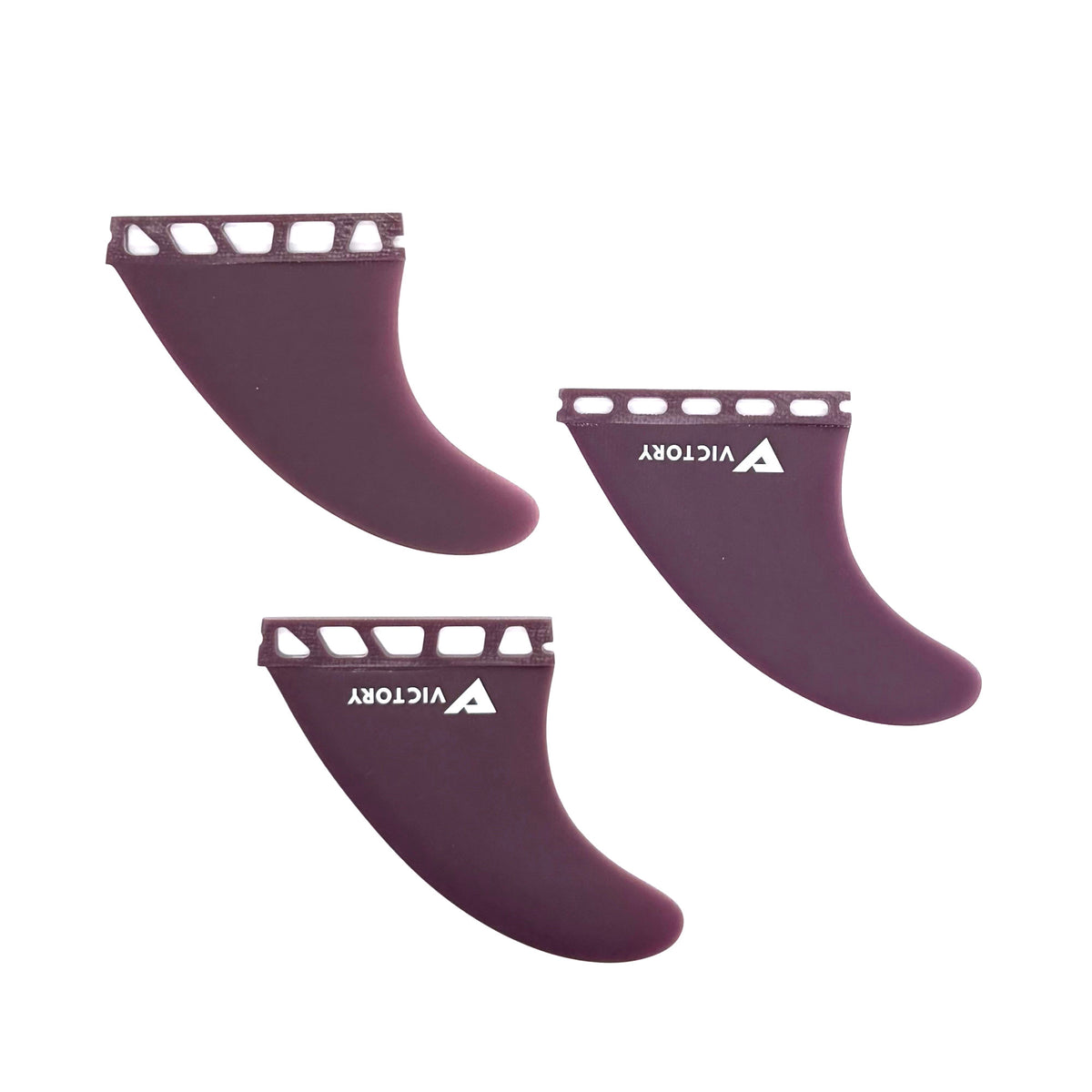VICTORY - Thruster Fins Set Medium - Fiberglass - Futures Compatible - Plum