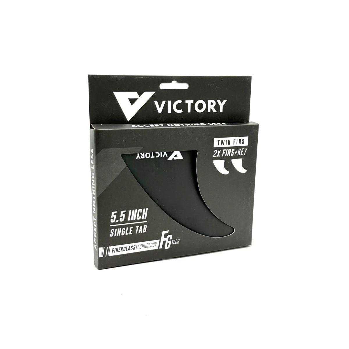 VICTORY - Twin Fins Set Fiberglass - Futures Compatible - Black