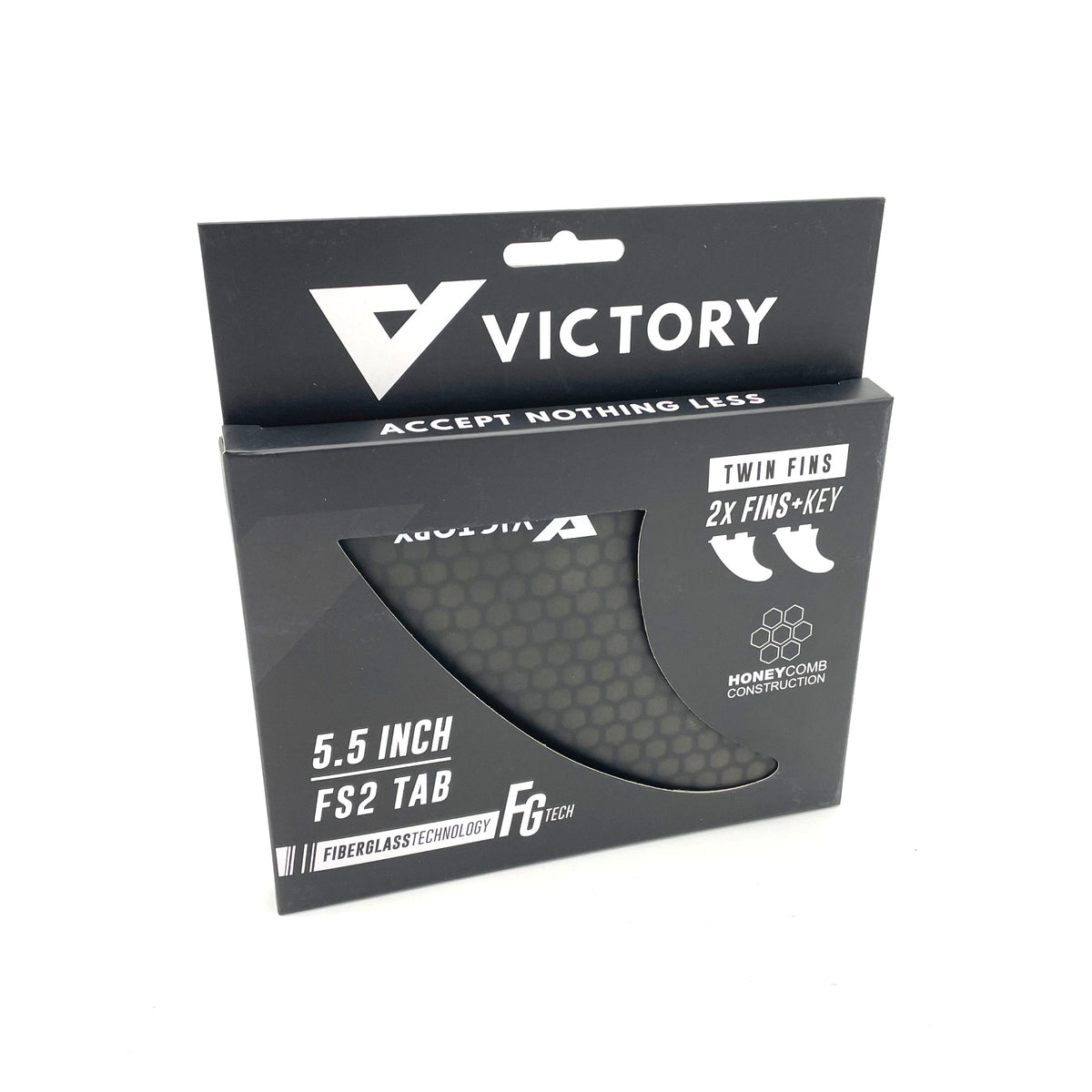 VICTORY - Twin Fins Set Fiberglass Honeycomb - FCS2 Compatible - Smoke