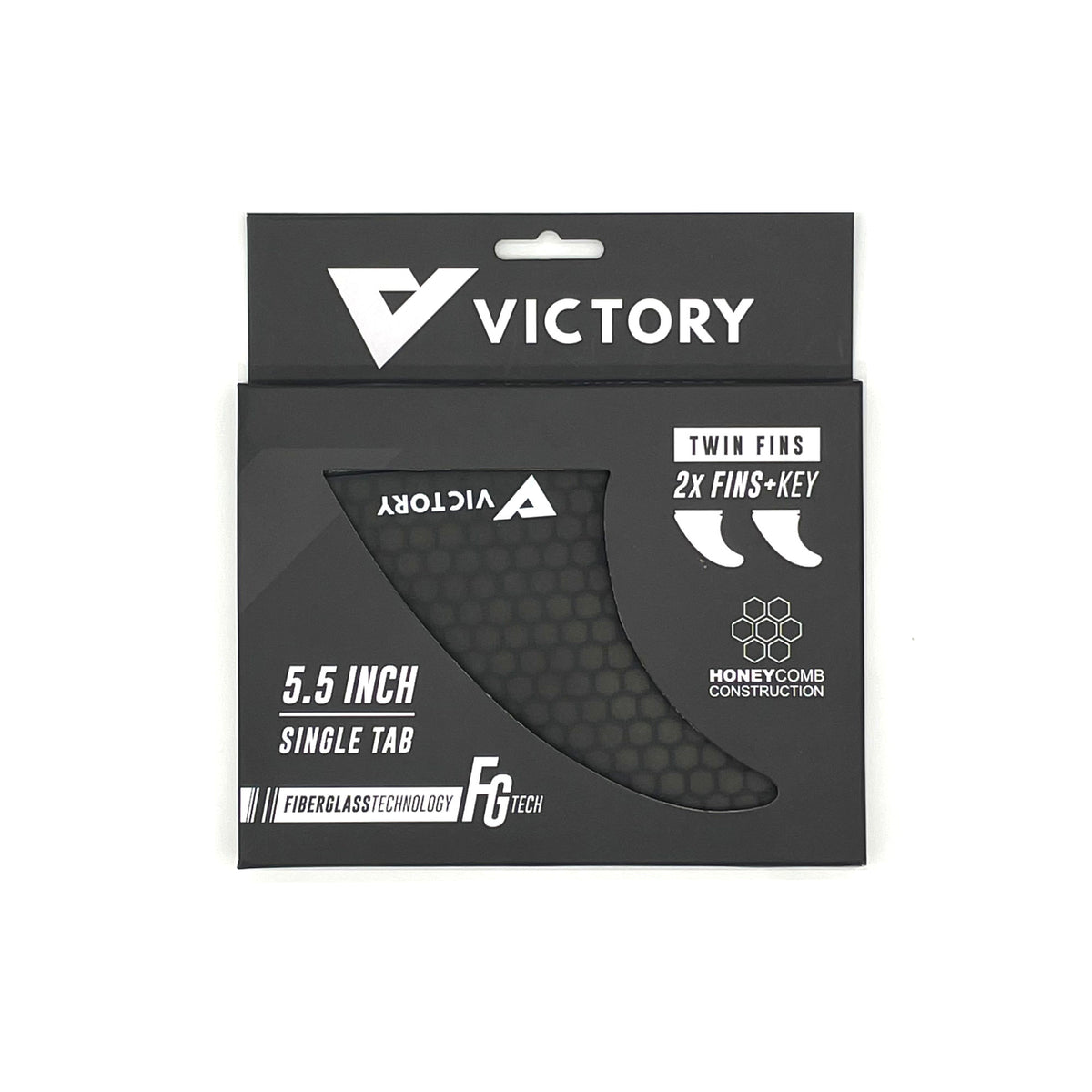 VICTORY - Twin Fins Set Fiberglass Honeycomb - Futures Compatible - Smoke