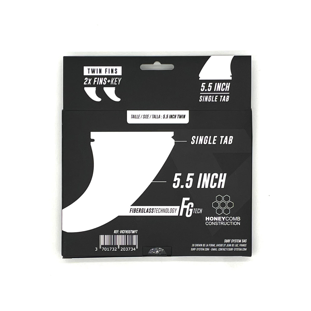 VICTORY - Twin Fins Set Fiberglass Honeycomb - Futures Compatible - Smoke