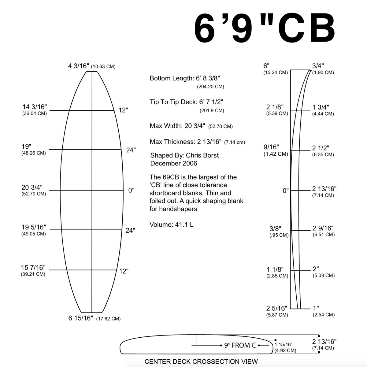 Pain de mousse MILLENNIUM - 6'9" CB CLASSIC BLUE BASS NATURAL