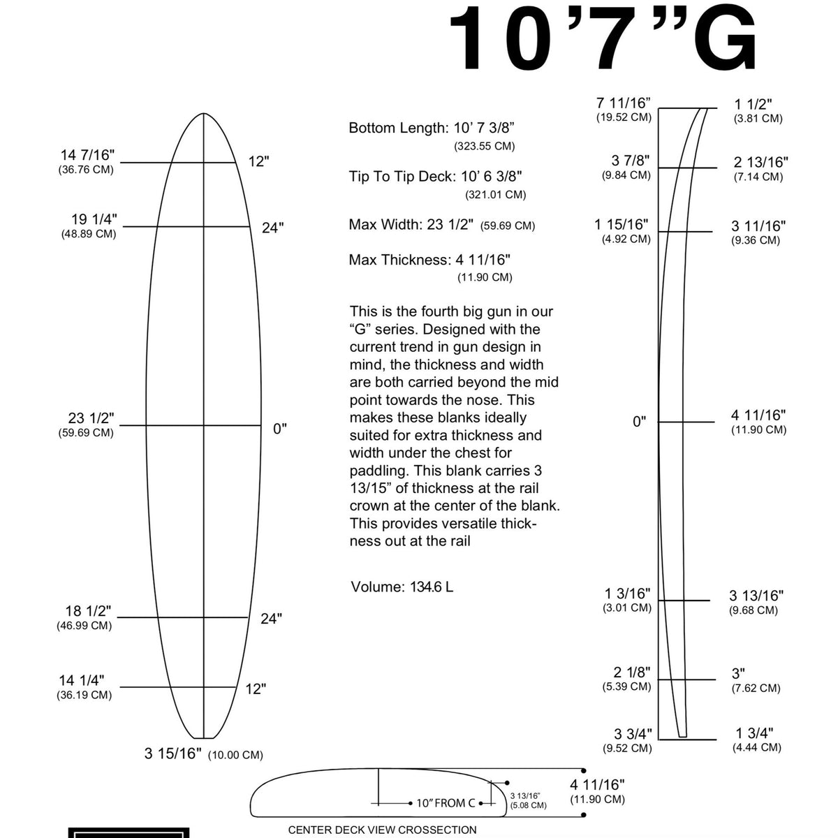 Pain de mousse MILLENNIUM - 10'7" G BLUE 1/2" Cedar - NATURAL rocker
