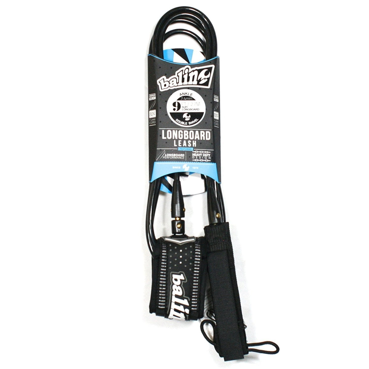 BALIN - Correa para longboard / SUP - Tobillo (7,4 mm) - Negro