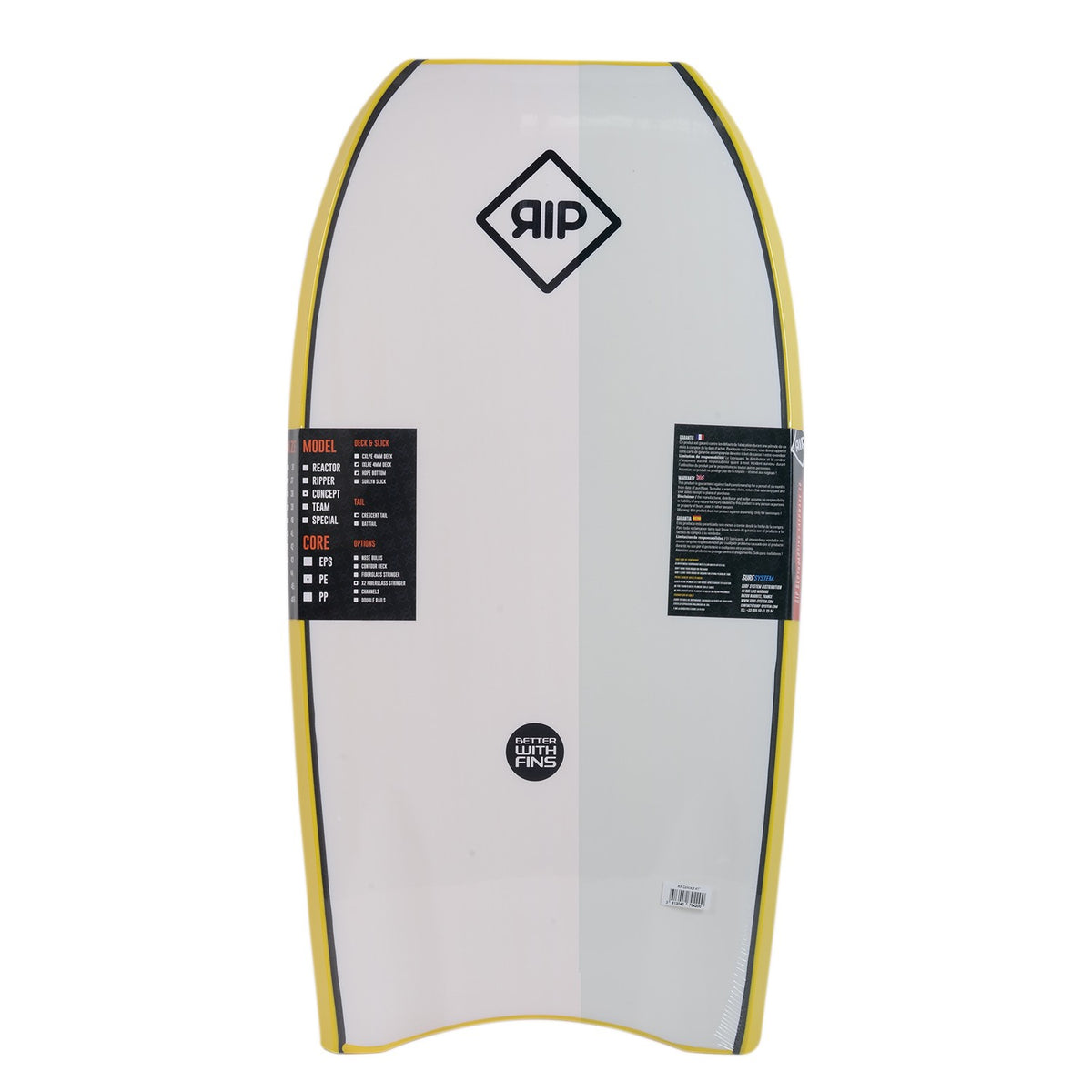 RIP Bodyboard - Concept (PE) Stringer - Yellow / White