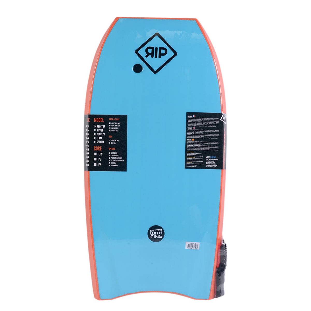RIP Bodyboard - Ripper Stringer with leash (EPS) - Orange / Blue
