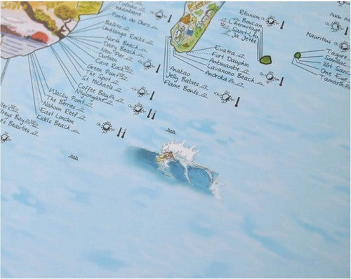 Mapas impresionantes - Póster del mapa mundial - Viaje de surf reescribible