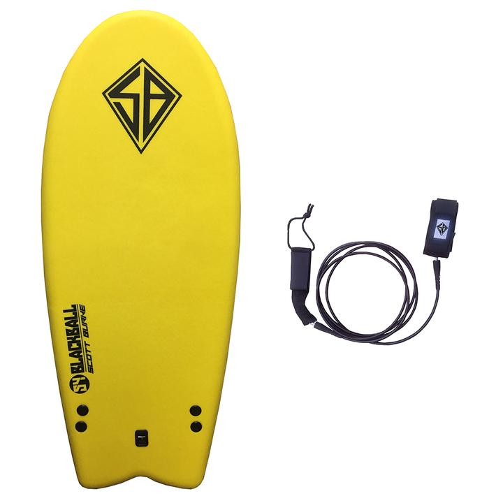 CBC - Planche de surf en mousse -Softboard Black Ball - 54 inch Fish - Yellow
