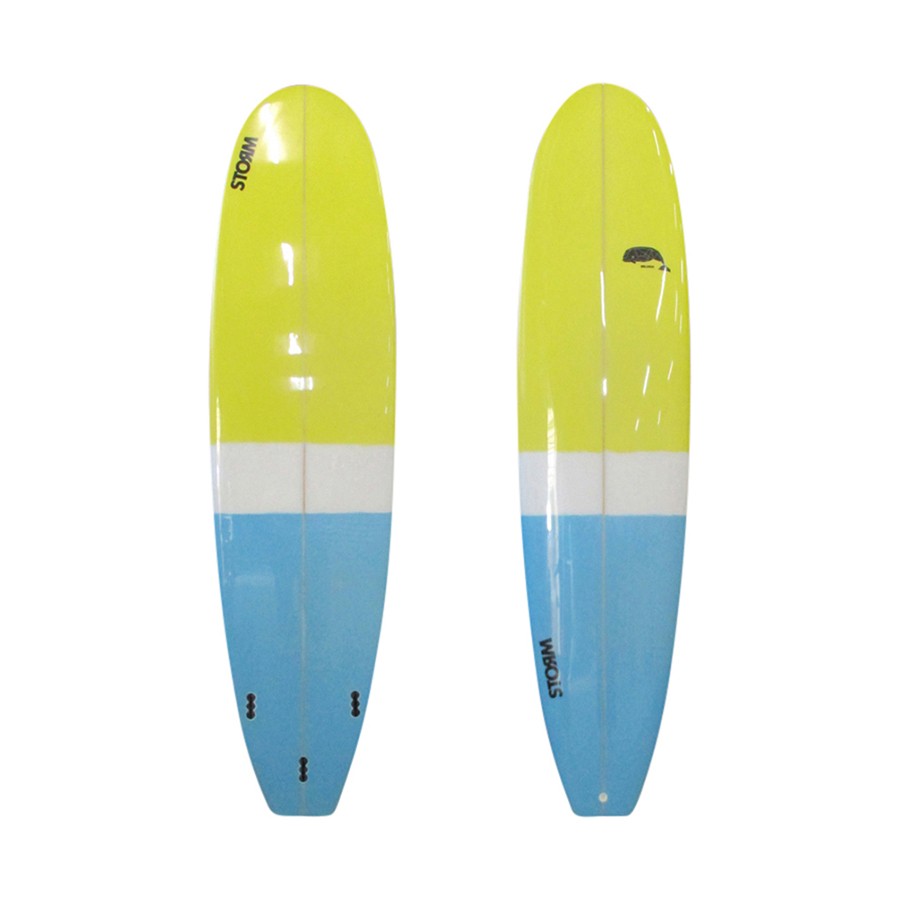 STORM Surfboard - Mini Malibu - 7'8 - Beluga - Yellow / Blue