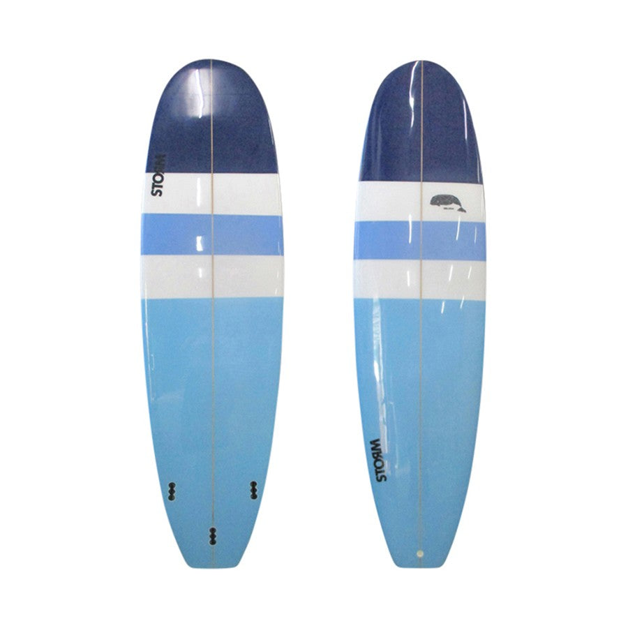 STORM Surfboard - Mini Malibu - 7'4 - Beluga - Navy / Blue