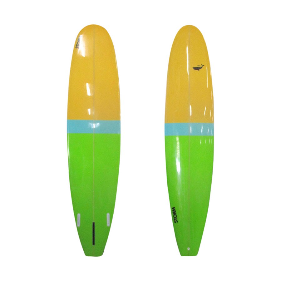 STORM Surfboard - Longboard PU - 9'0 - Blue Whale - Orange / Green