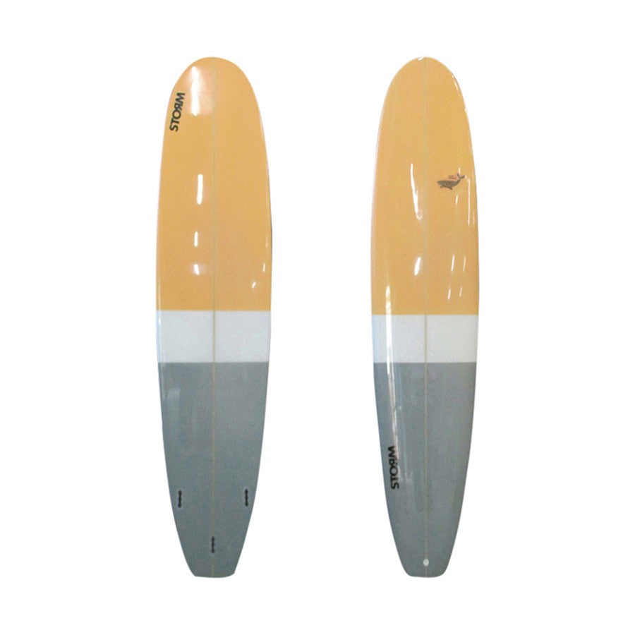 STORM Surfboard - Longboard PU - 9'0 - Blue Whale - Orange / Grey