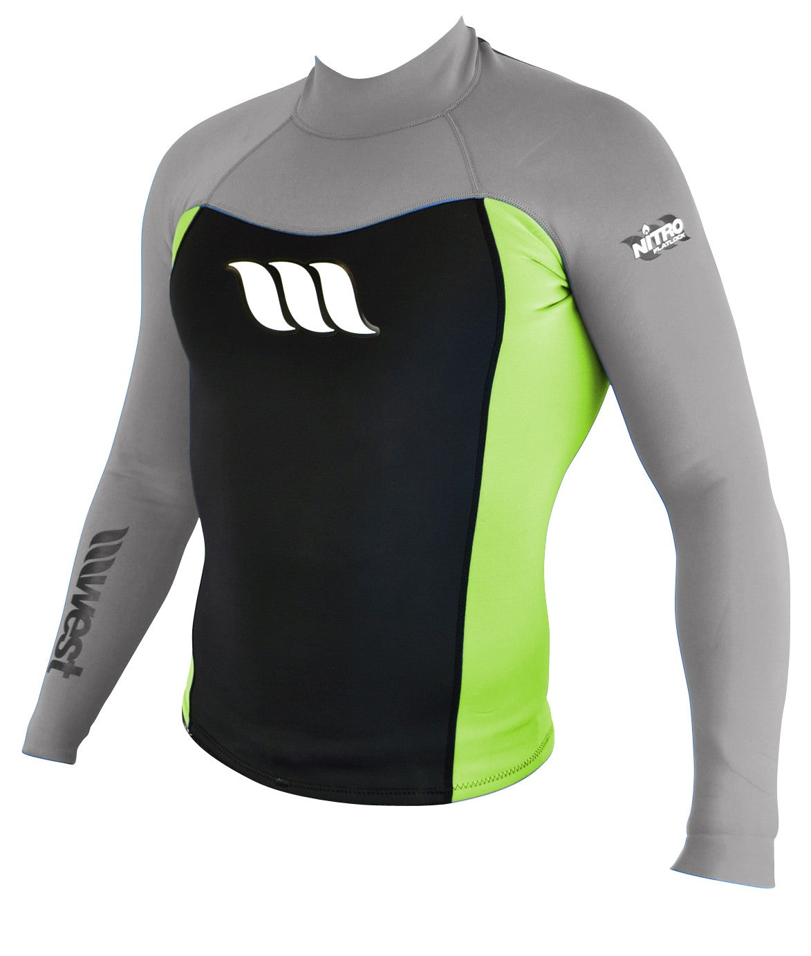 WEST - Long sleeve neoprene top - Nitro Jacket 1mm - Silver / Lemon