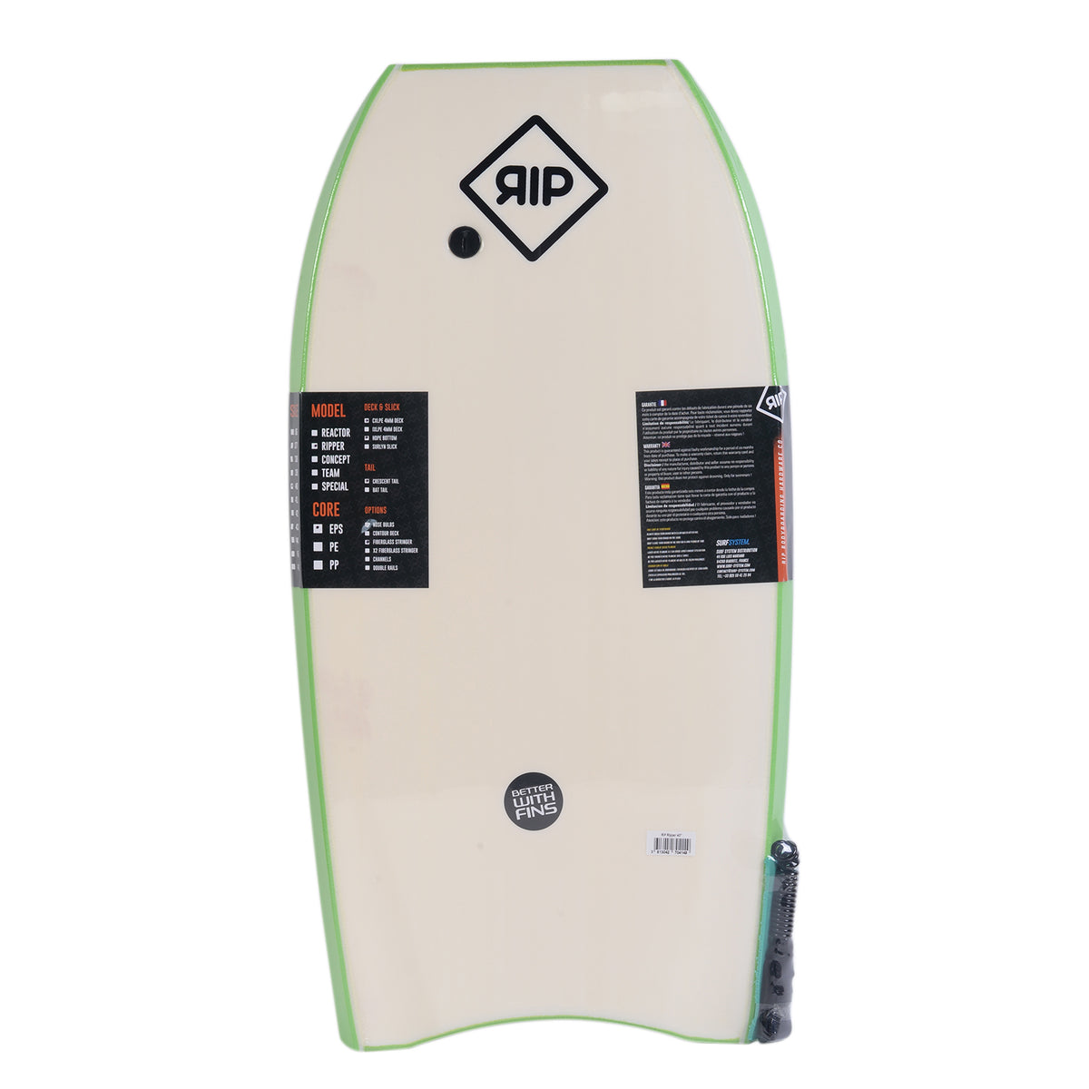 RIP Bodyboard - Ripper Stringer with leash (EPS) - Green / White