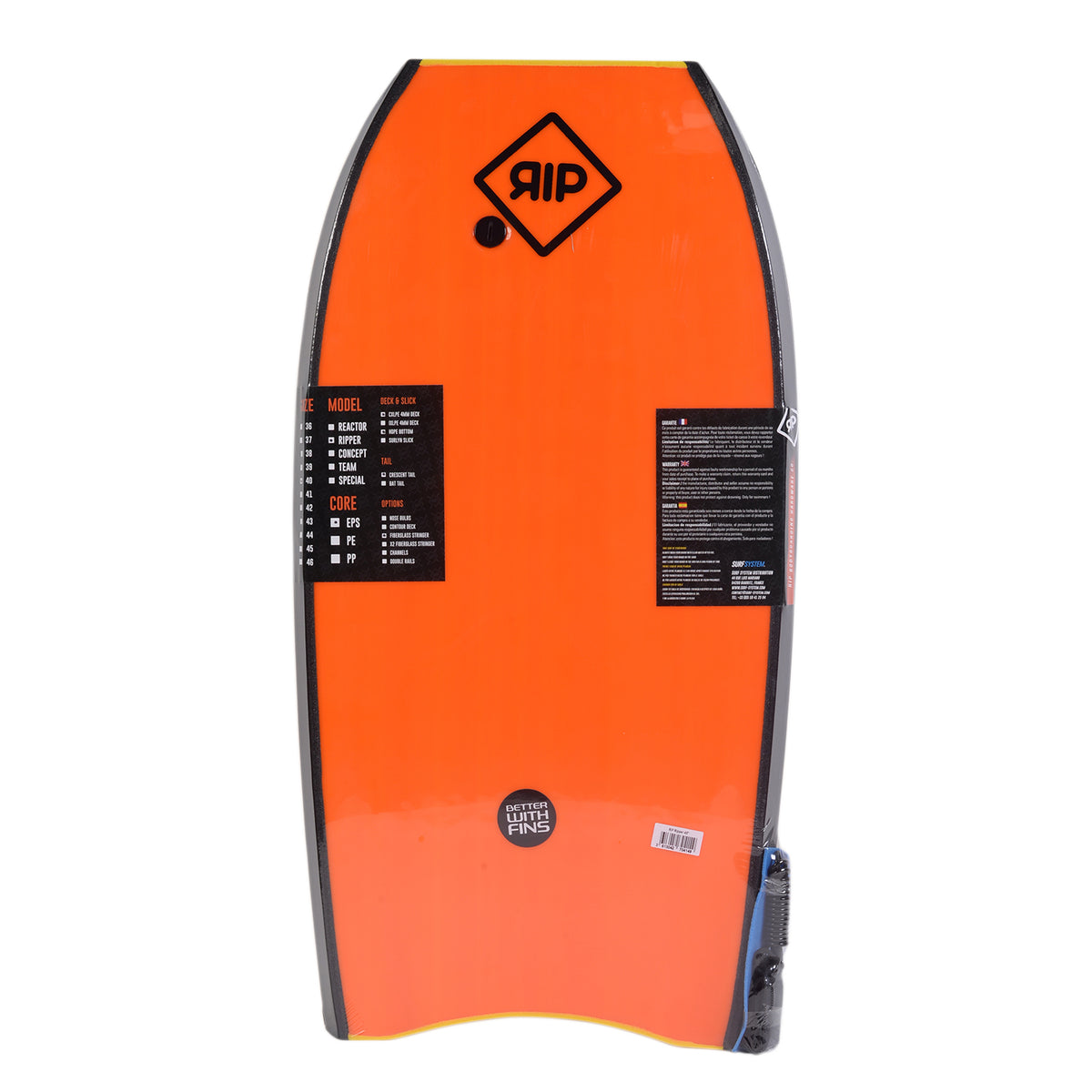 RIP Bodyboard - Ripper Stringer with leash (EPS) - Yellow / Orange