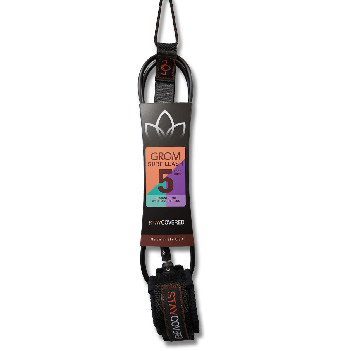 STAY COVERED - Surf Leash Grom Comp (5.5mm) - Black