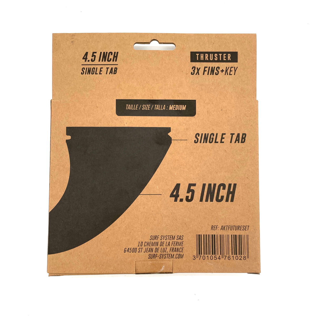 SURF SYSTEM - Set de 3 dérives avec clé - Thruster - Futures Compatible - Black