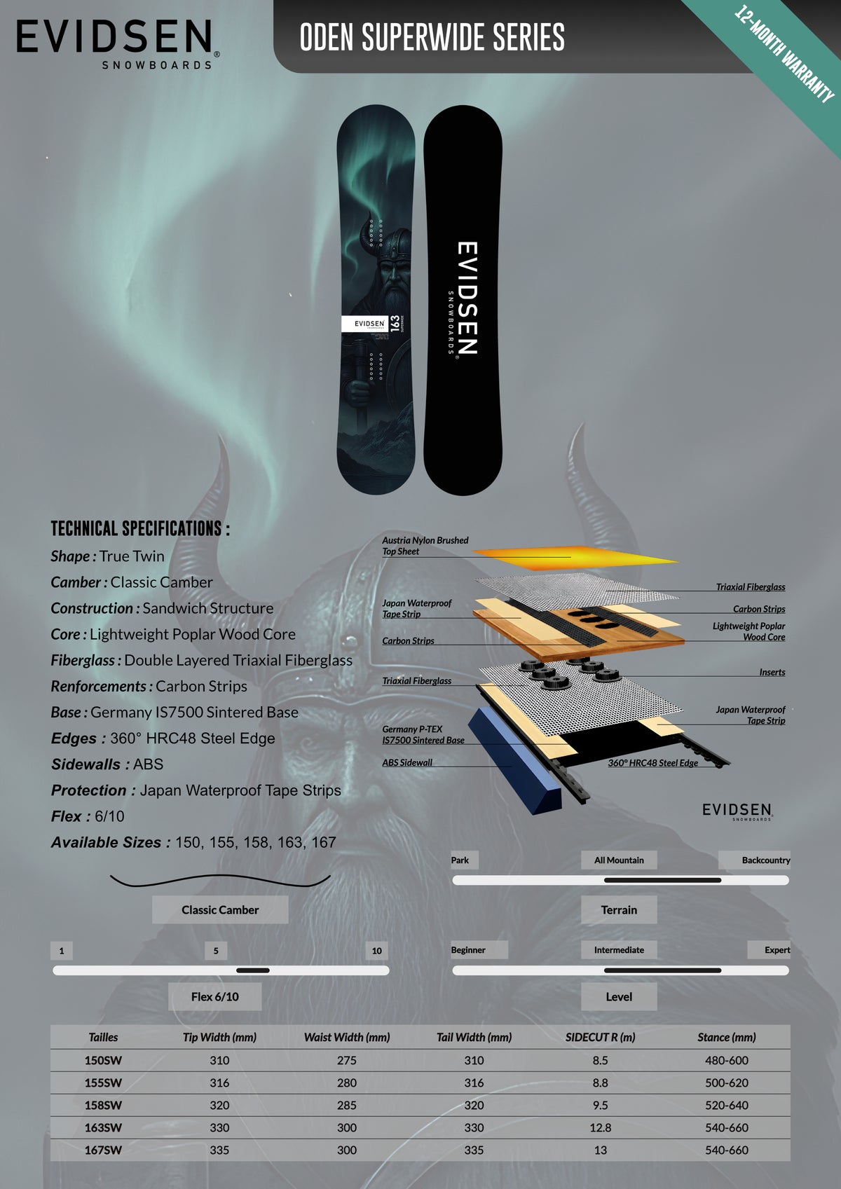 EVIDSEN SNOWBOARDS - ODEN SUPERWIDE Snowboard