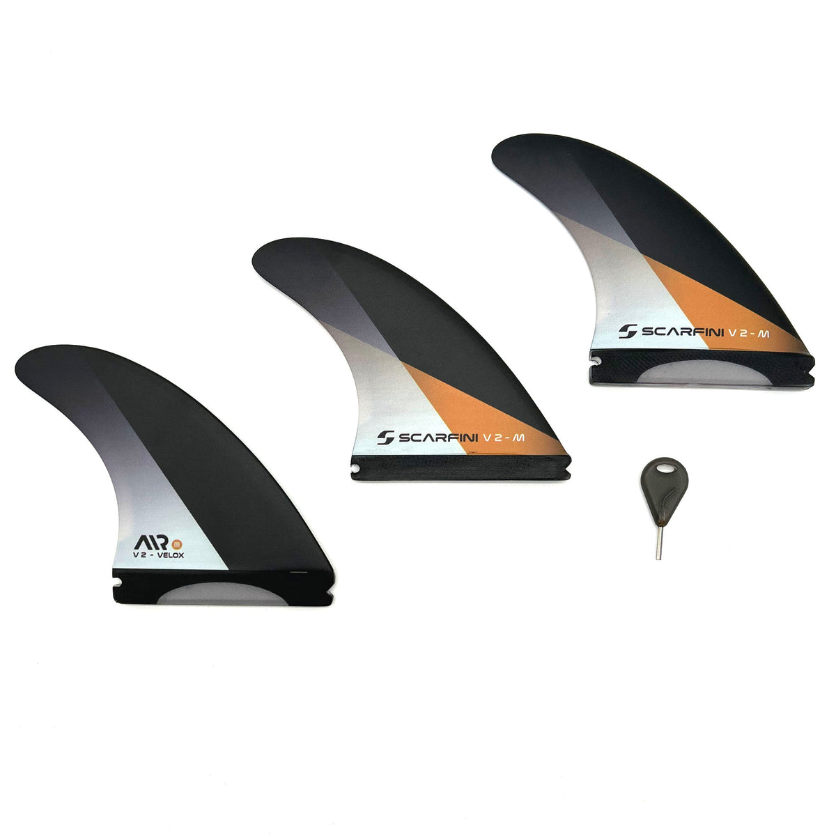 SCARFINI - THRUSTER - AIR VELOX -CARBON FIBERGLASS FINS (Medium) - Futures