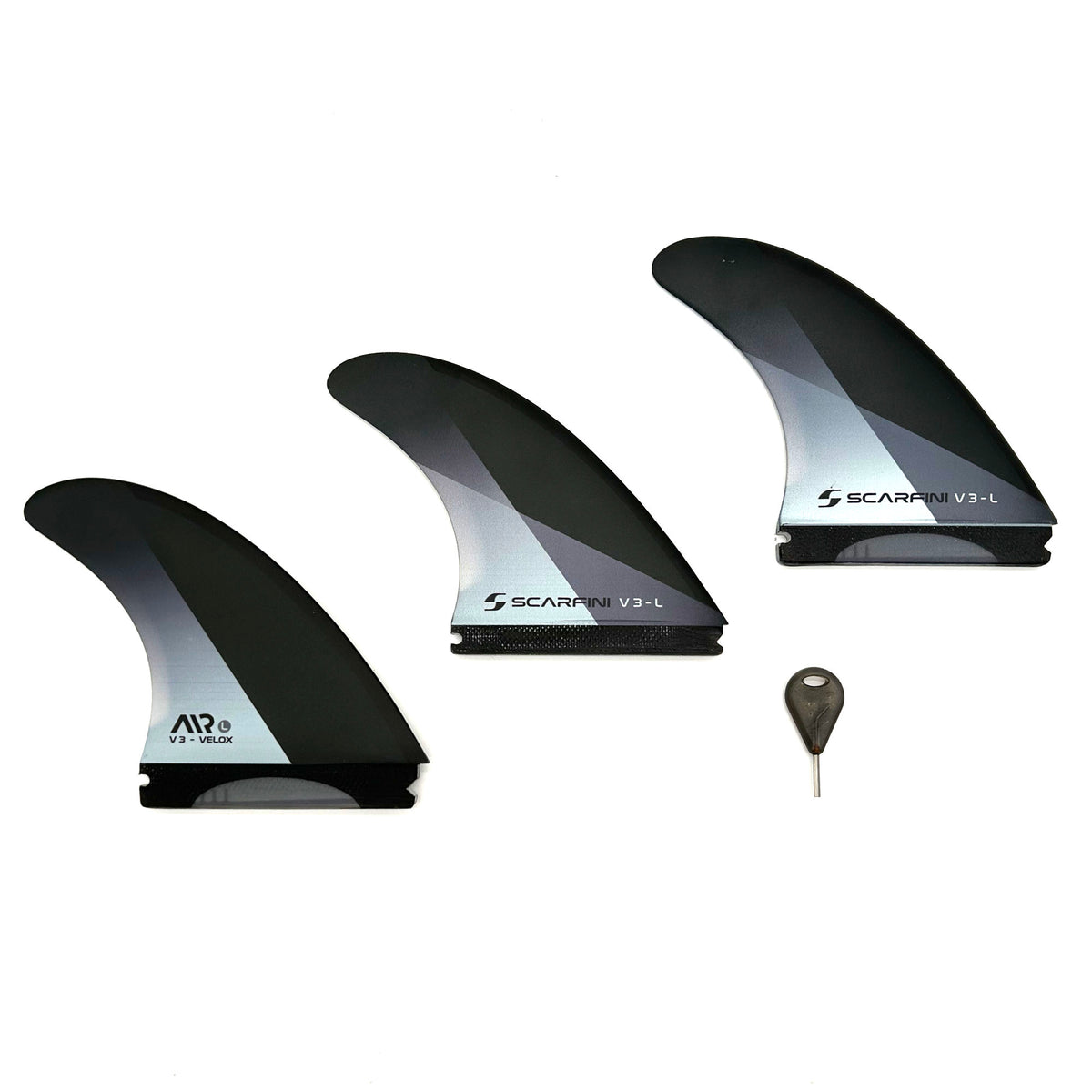 SCARFINI - THRUSTER - AIR VELOX -CARBON FIBERGLASS FINS (Large) - Futures