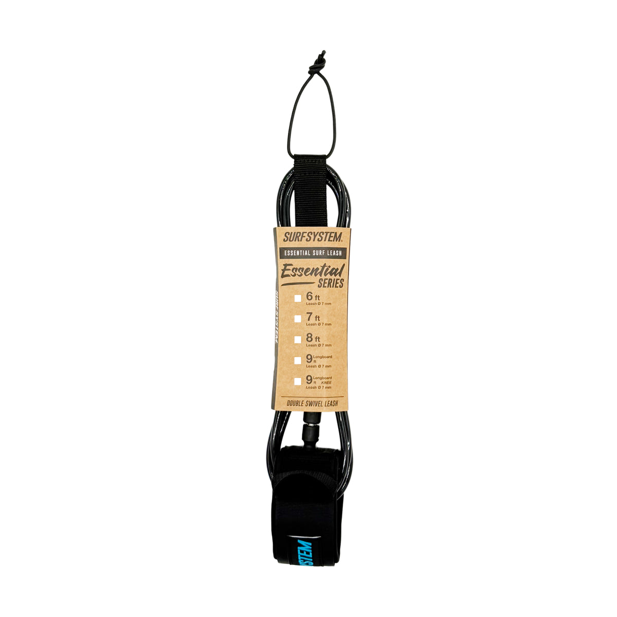 SURF SYSTEM - Surf Leash Essential Series 8' - Black