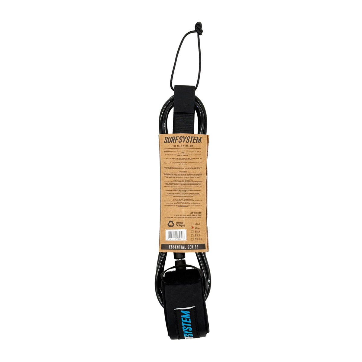 SURF SYSTEM - Surf Leash Essential Series 8' - Black