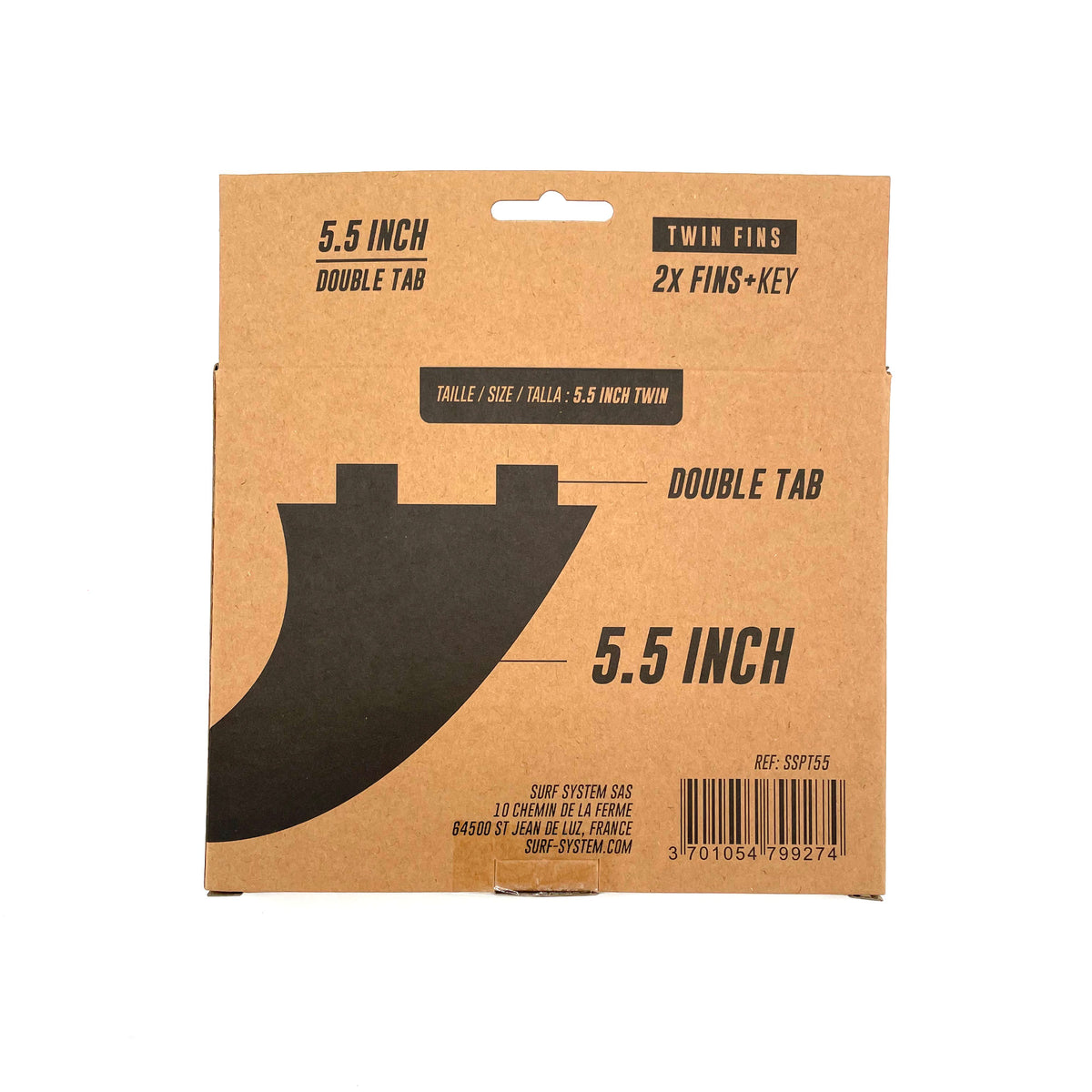 SURF SYSTEM - Set de 2 dérives avec clé - Twin - FCS Compatible - Black