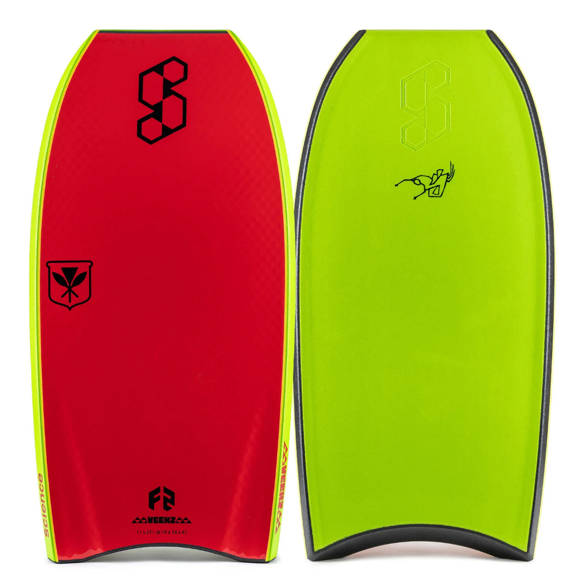 SCIENCE Bodyboards - Veeks Hybrid PP 1.9 - Bright Green / Red