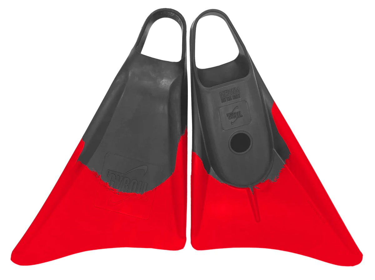 GYROLL - Aletas Bodysurf y Bodyboard - Gris / Rojo