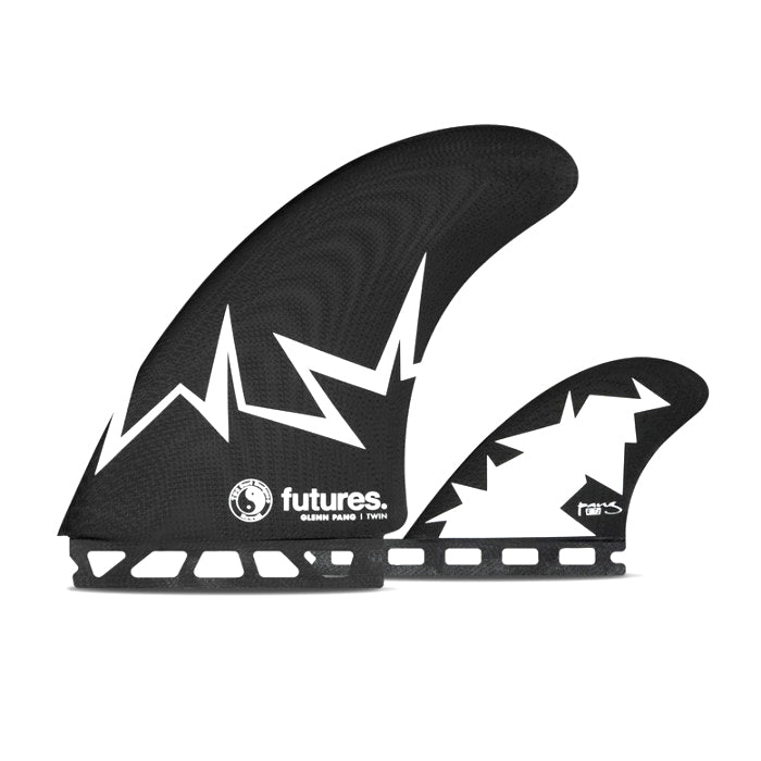 FUTURES - T&amp;C Glenn Pang Twin Fins + Trailer Fin - Black &amp; White