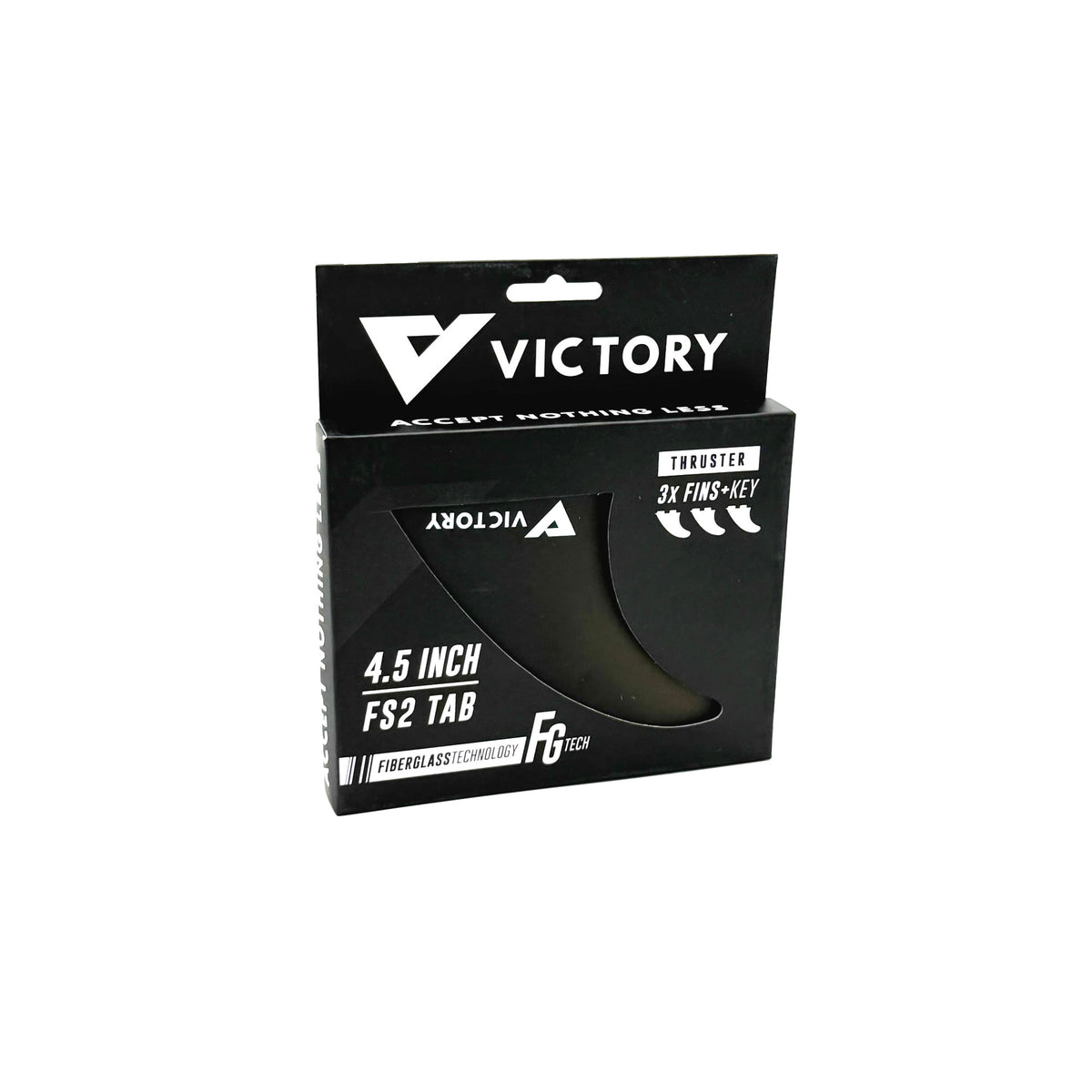 VICTORY - Thruster Fins Set Medium - Fiberglass - FCS 2 Compatible - Black
