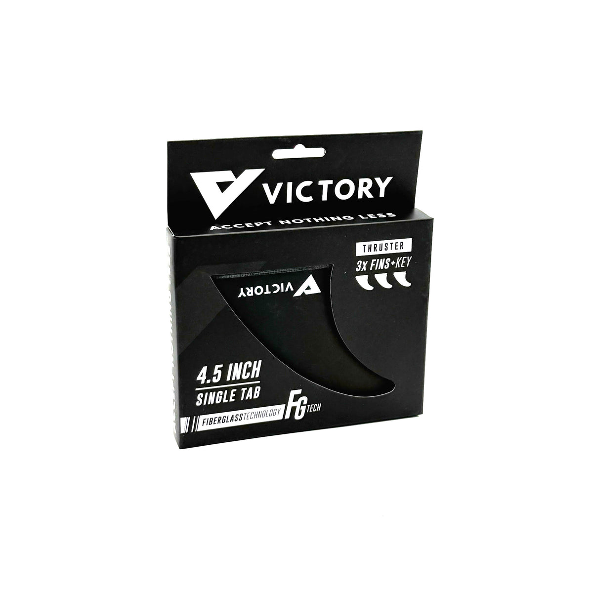 VICTORY - Thruster Fins Set Medium - Fiberglass - Futures Compatible - Black