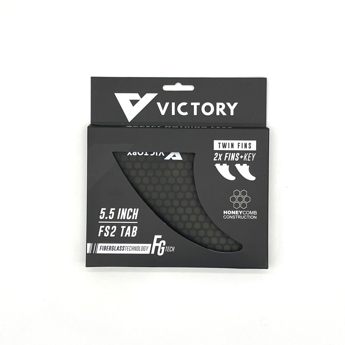 VICTORY - Twin Fins Set Fiberglass Honeycomb - FCS2 Compatible - Smoke