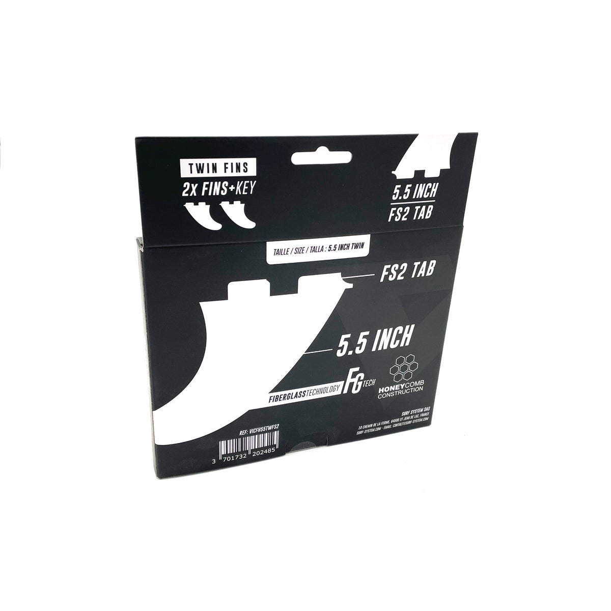 VICTORY - Twin Fins Set Fiberglass Honeycomb - FCS2 Compatible - Smoke