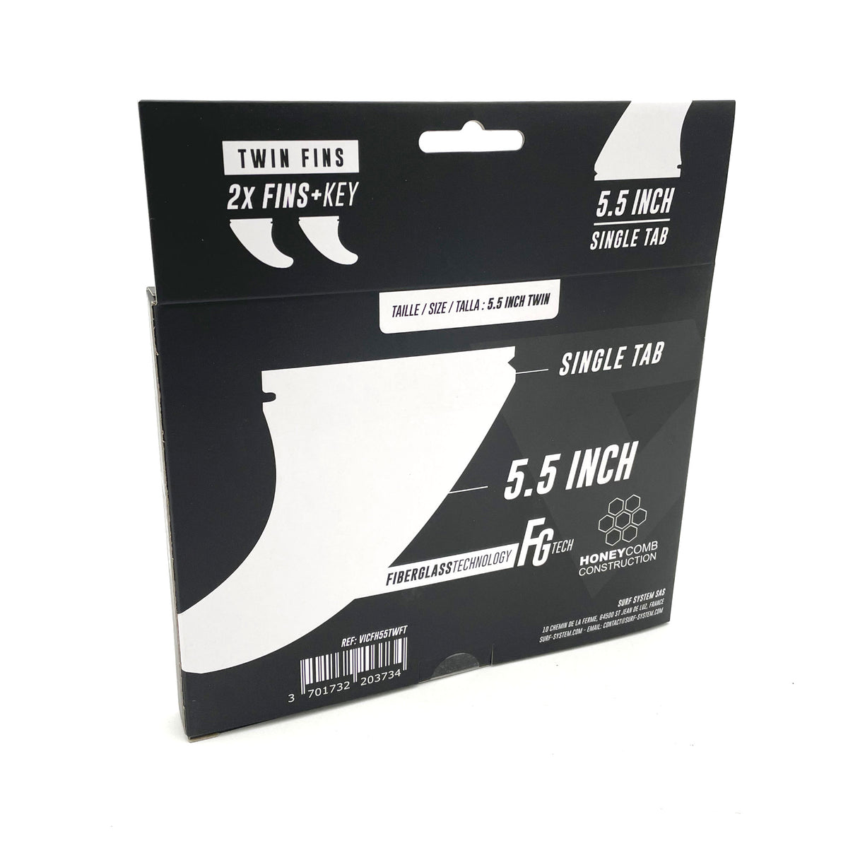 VICTORY - Twin Fins Set Fiberglass Honeycomb - Futures Compatible - Smoke