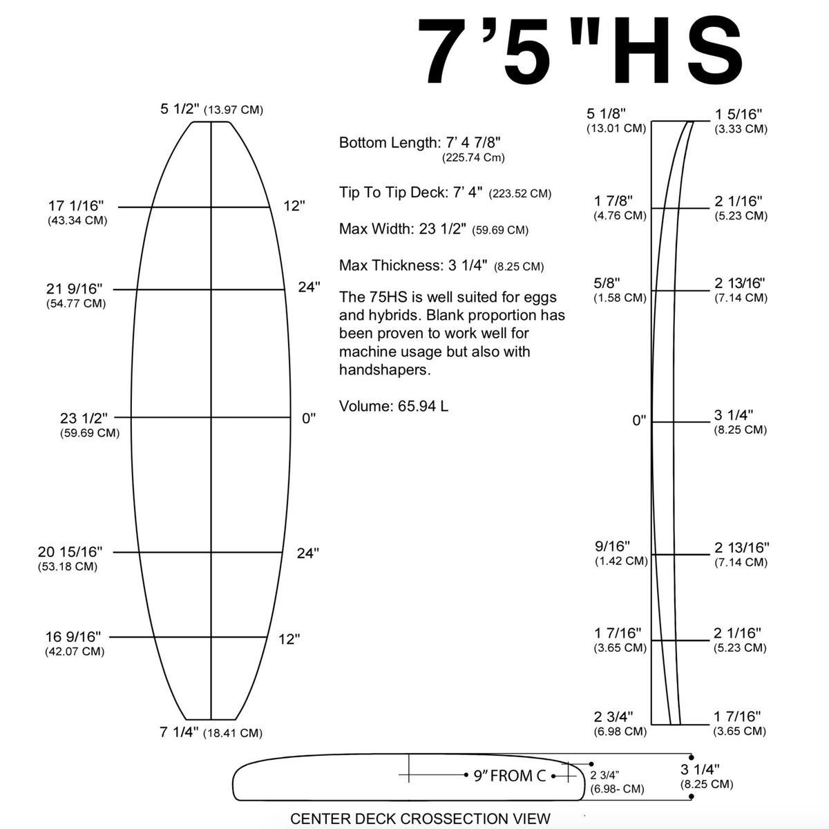 Pain de mousse MILLENNIUM - 7'5" HS MoB YELLOW 1/8" Ply - NATURAL rocker