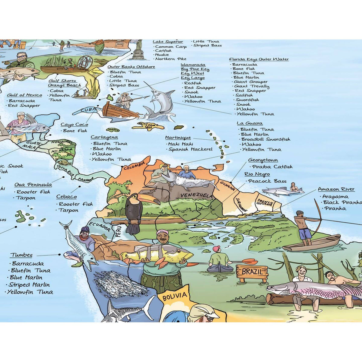 Awesome Maps - Poster Carte du Monde - Fishing Map Re-writable