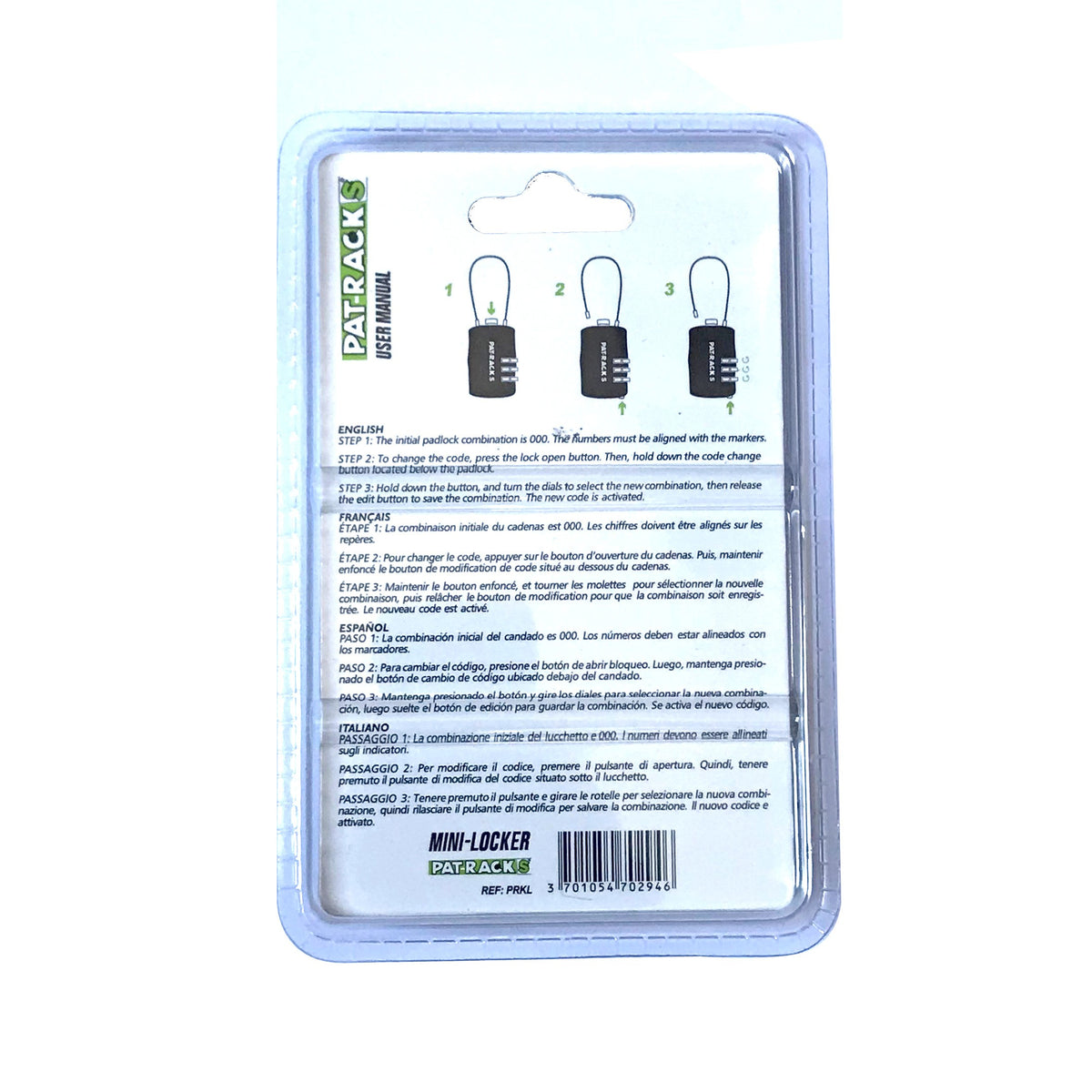 PAT RACKS - Candado Mini-Locker para Bike Shortboard / Longboard o Scooter