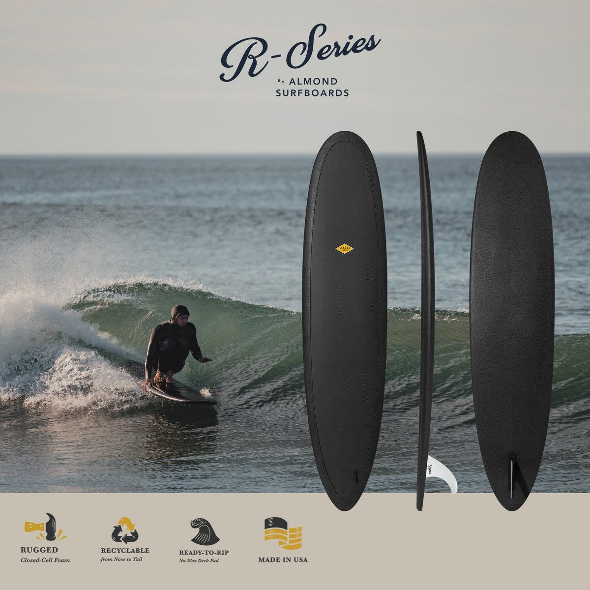 ALMOND Surfboards - R-Series Joy 8'0 - Black