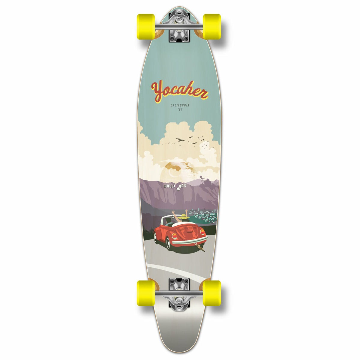 YOCAHER - VW Red Beatle Kicktail Longboard - Planche Complete