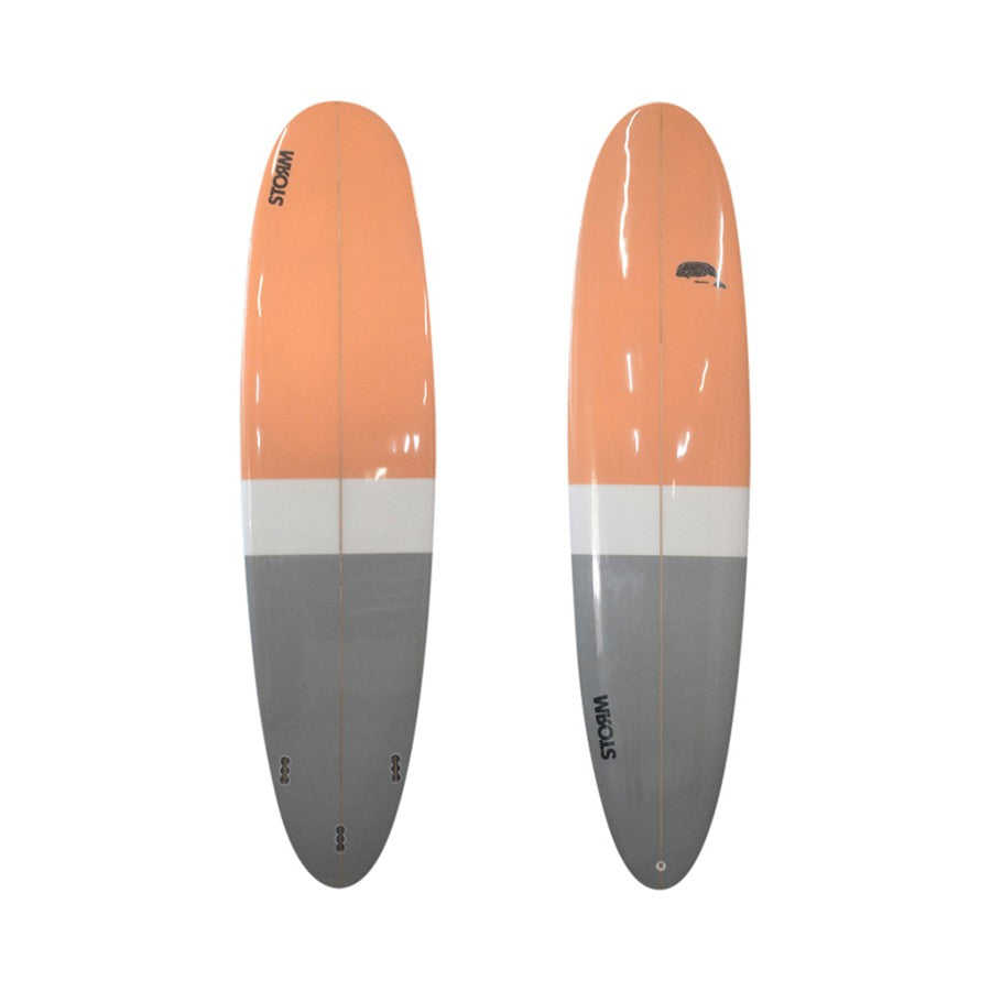 STORM Surfboard - Longboard PU - 8'0 - Blue Whale - Orange / Grey