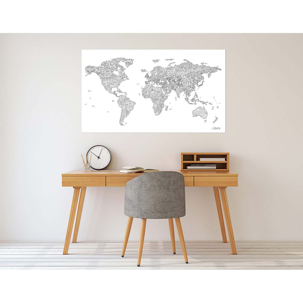 Awesome Maps - Coloring World Map Poster